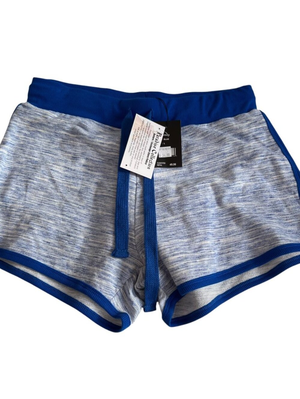 Red Fox brand shorts blue white burnout blue trim drawstring waist retro